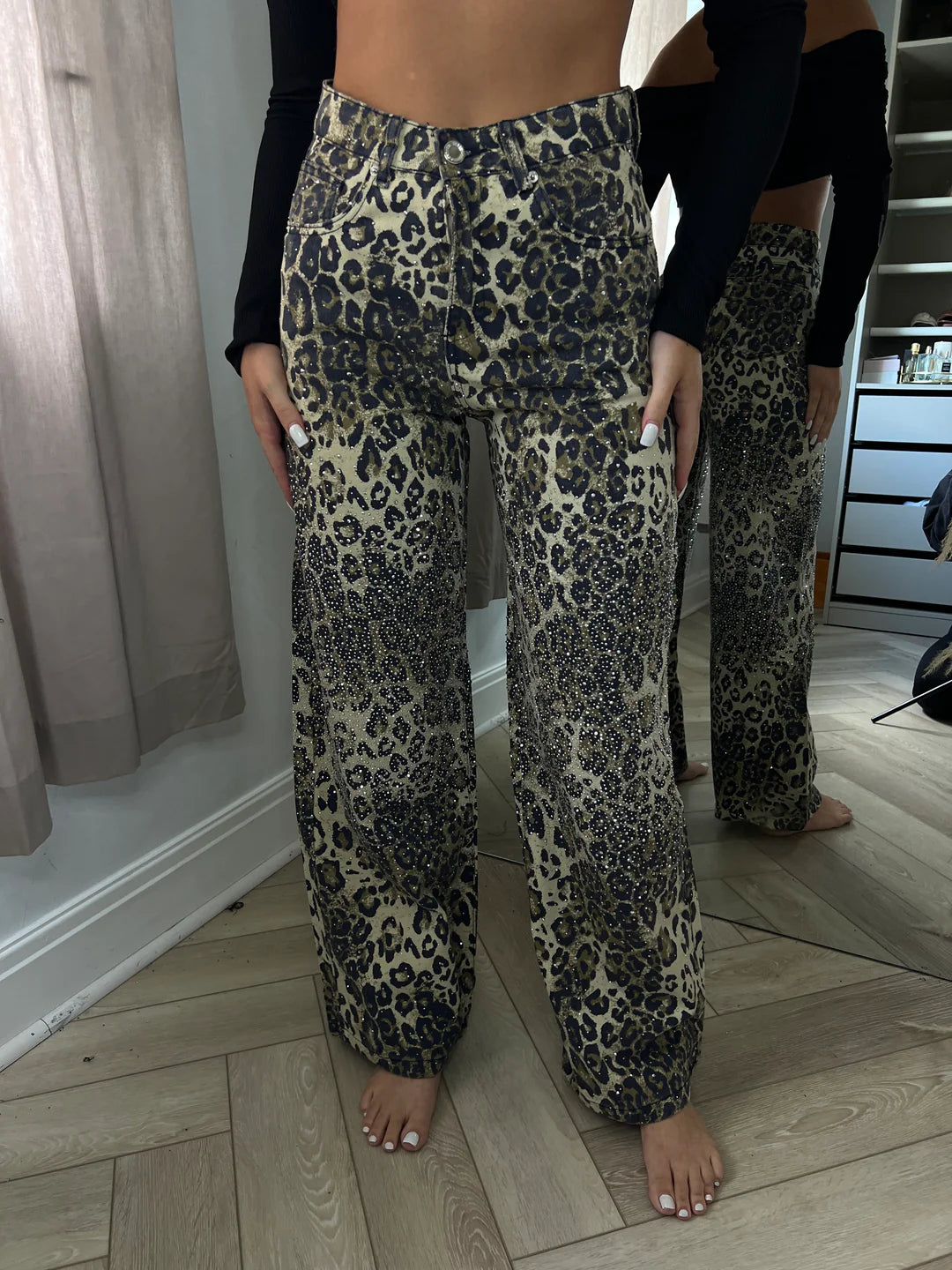 Leopard Wide Leg Jeans
